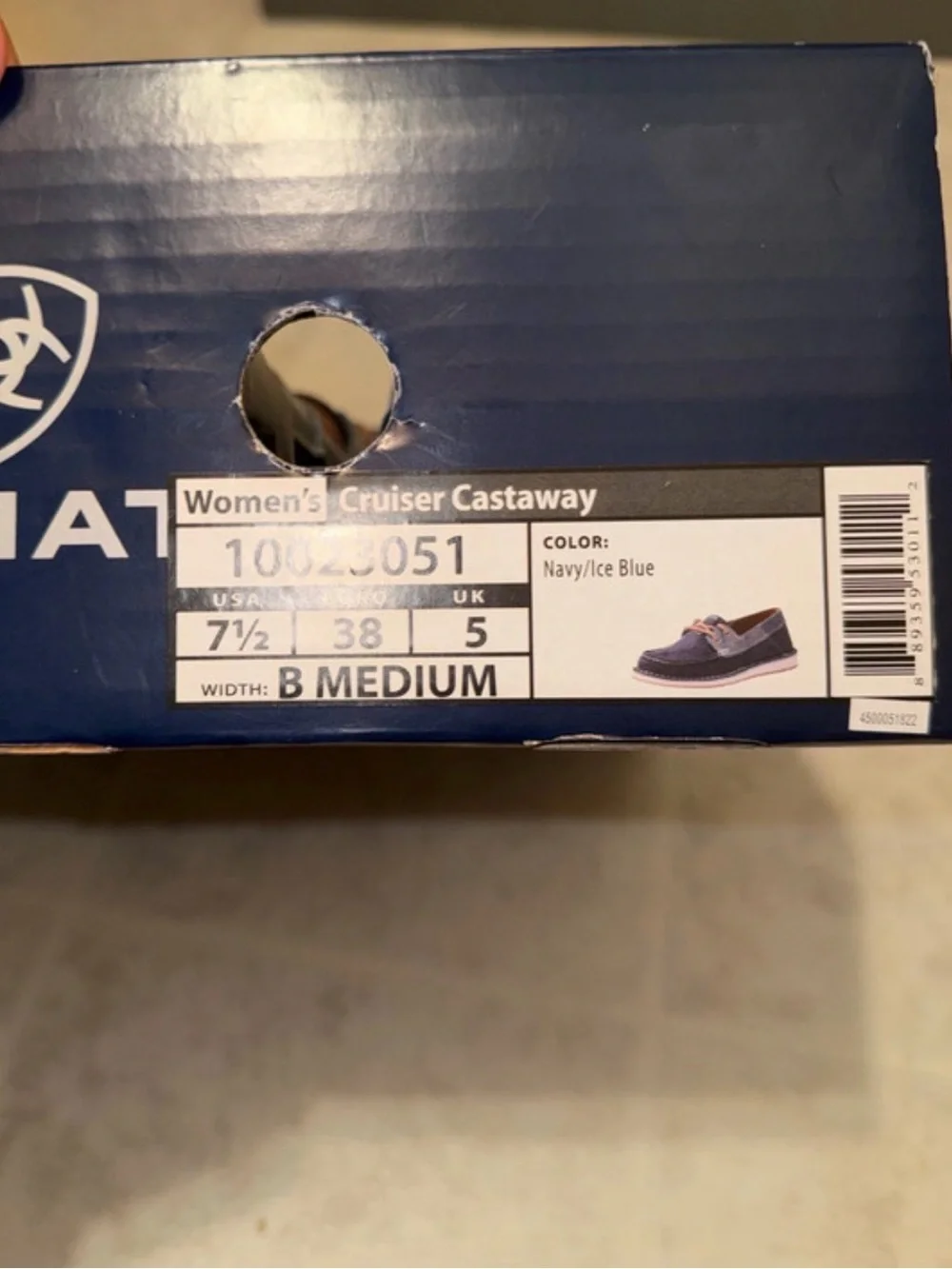 Ariat Women’s Navy and Tan Moccasin Boat Shoes NWT